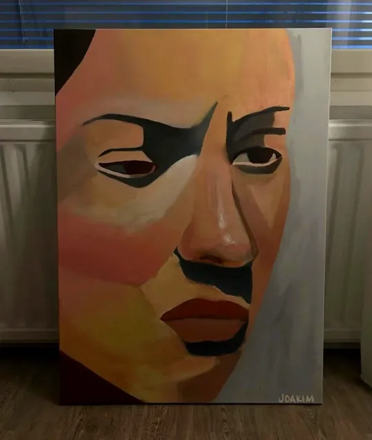 painting: face looking down